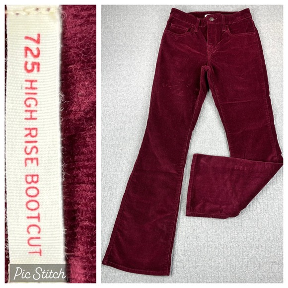 Levi's Pants - Levis 725 Bootcut High Rise Pants Women 26(25X29) Candy Apple Red Corduroy